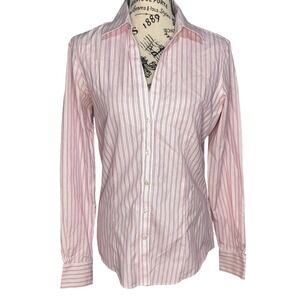 Brooks Brothers Fitted Striped Pink White Button Down Casual Shirt Women size 4